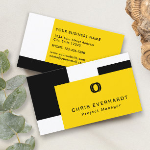 Simple Modern Colour Block Yellow White and Black Business Card