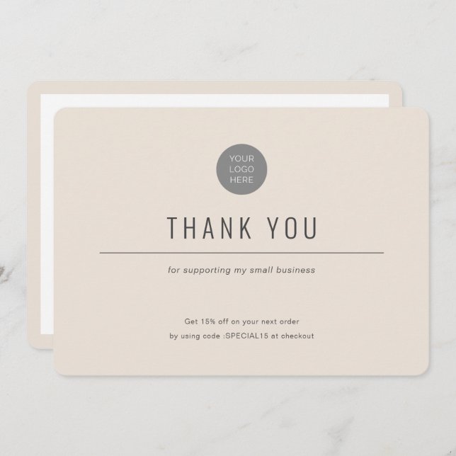 Simple-Modern-Coloured background-Business Thank Y Thank You Card (Front/Back)