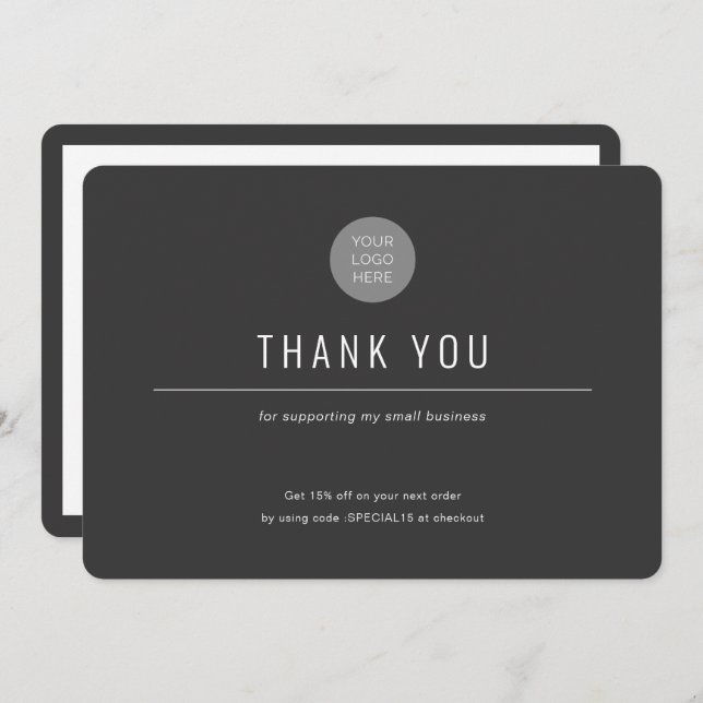 Simple-Modern-Coloured background-Business Thank Y Thank You Card (Front/Back)