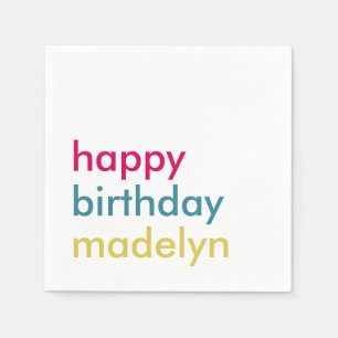 Simple modern colourful birthday napkin