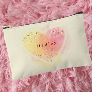 Simple Modern Colourful Blush Pink Heart Accessory Pouch