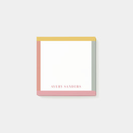 Simple Modern Colourful Border Name Post-it Notes