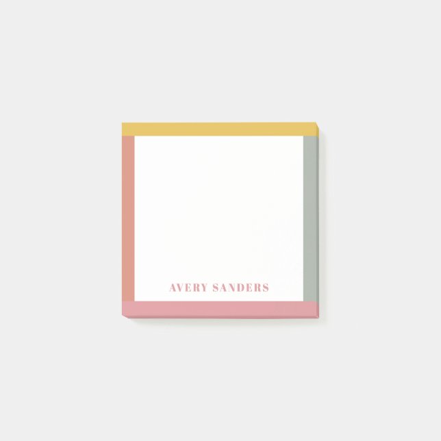 Simple Modern Colourful Border Name Post-it Notes (Front)