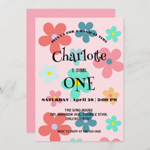 Simple Modern Colourful daisy flowers birthday par Save The Date