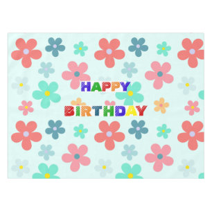 Simple Modern Colourful daisy flowers birthday par Tablecloth