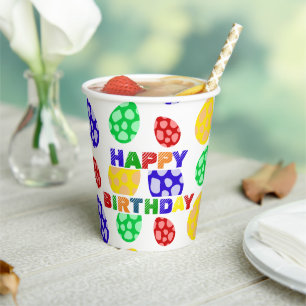 Simple Modern colourful dino egg birthday party Paper Cups