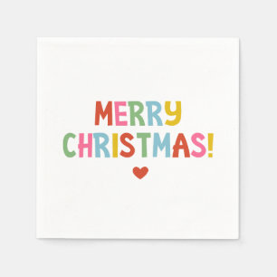 Simple Modern Colourful Merry Christmas Napkin