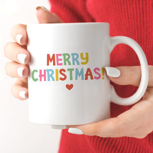 Simple Modern Colourful Merry Christmas Two-Tone Coffee Mug