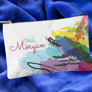 Simple Modern Colourful Pink Abstract Art Accessory Pouch