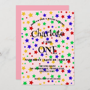 Simple Modern colourful Star colourful birthday Save The Date