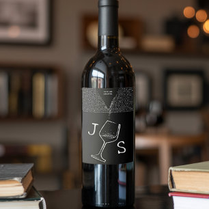 Simple Modern Contemporary Minimalist Custom Name Wine Label