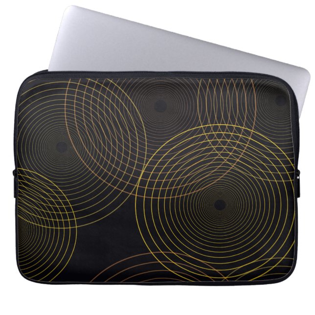 Simple, modern, cool, trendy thin line circles laptop sleeve (Front)