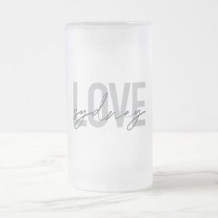Simple, modern, cool, urban design Love Sydney Frosted Glass Beer Mug