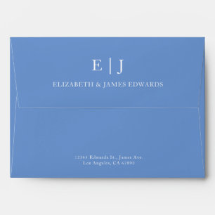 Simple Modern Couple Monogram Blue Personalised Envelope