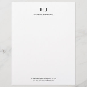 Simple Modern Couple Monogram Initials Custom Letterhead