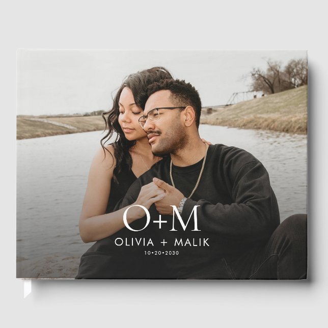 Simple Modern Couple Photo Wedding Guest Book (Front)