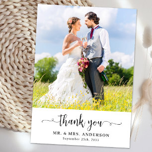 Simple Modern Couple Photo Wedding Personalised  Thank You Card