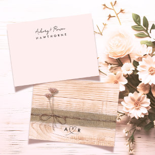 Simple Modern Couple Wood Rustic Blush Wildflower Card