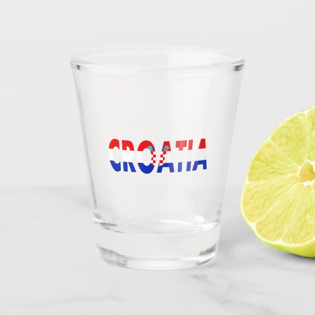 Simple Modern Croatia National Flag Apparel Souven Shot Glass (Front)