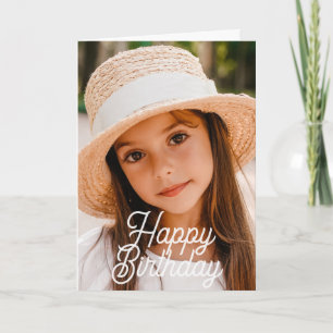 Simple Modern Cursive Custom Photo Birthday Card