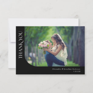 Simple Modern Curved Photos Wedding Thank You Card