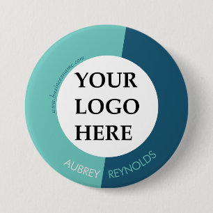 Simple Modern Custom Blue Green Logo 7.5 Cm Round Badge
