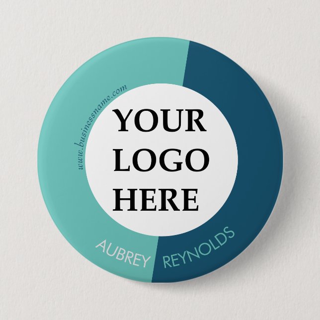 Simple Modern Custom Blue Green Logo 7.5 Cm Round Badge (Front)