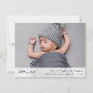 Simple Modern Custom Boy or Girl Photo Birth Announcement