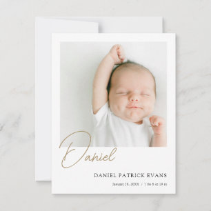 Simple Modern Custom Boy or Girl Photo Birth Announcement