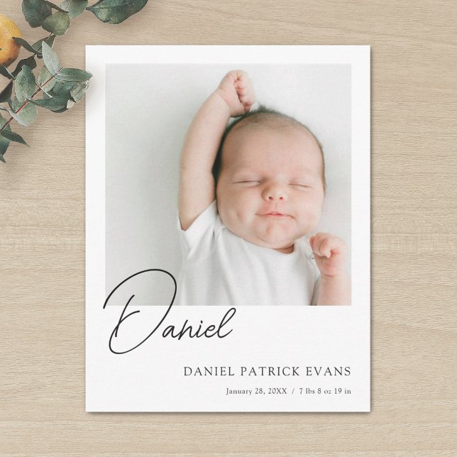 Simple Modern Custom Boy or Girl Photo Birth  Announcement (Creator Uploaded)
