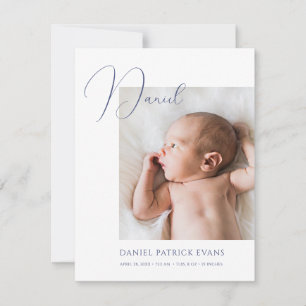 Simple Modern Custom Boy or Girl Photo Birth Announcement