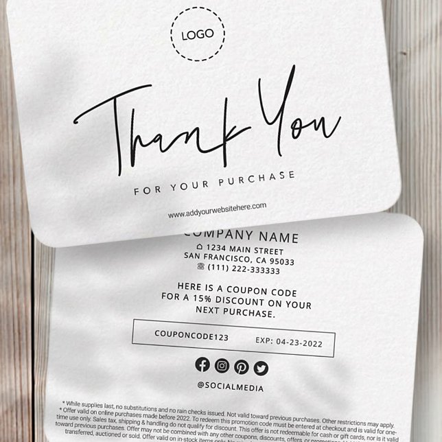 Simple Modern Custom Business Logo Coupon Promo Card (Creator Uploaded)