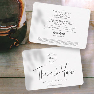 Simple Modern Custom Business Logo Coupon Promo Thank You Card