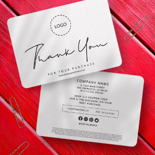 Simple Modern Custom Business Logo Coupon Promo Thank You Card