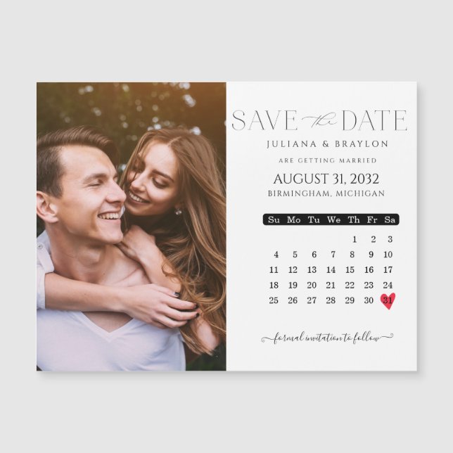 Simple Modern Custom Calendar Photo Save the Date (Front)