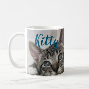 Simple Modern Custom Cat Name and Photo  Coffee Mug