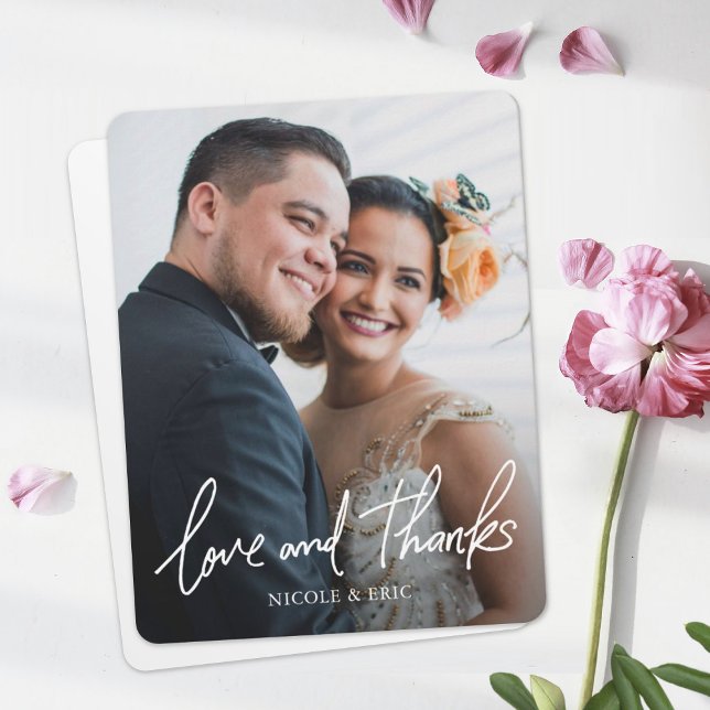 Simple Modern Custom Full Photo Wedding Thank You Card (Creator Uploaded)