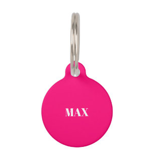 Simple Modern Custom hot pink fuchsia dog Name Pet Tag
