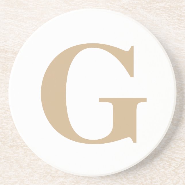 Simple Modern Custom Initial White and Beige Coaster (Front)