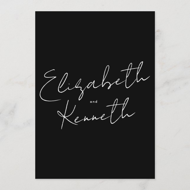 Simple Modern Custom Names Tuxedo White Wedding Invitation (Back)