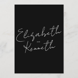 Simple Modern Custom Names Tuxedo White Wedding Invitation