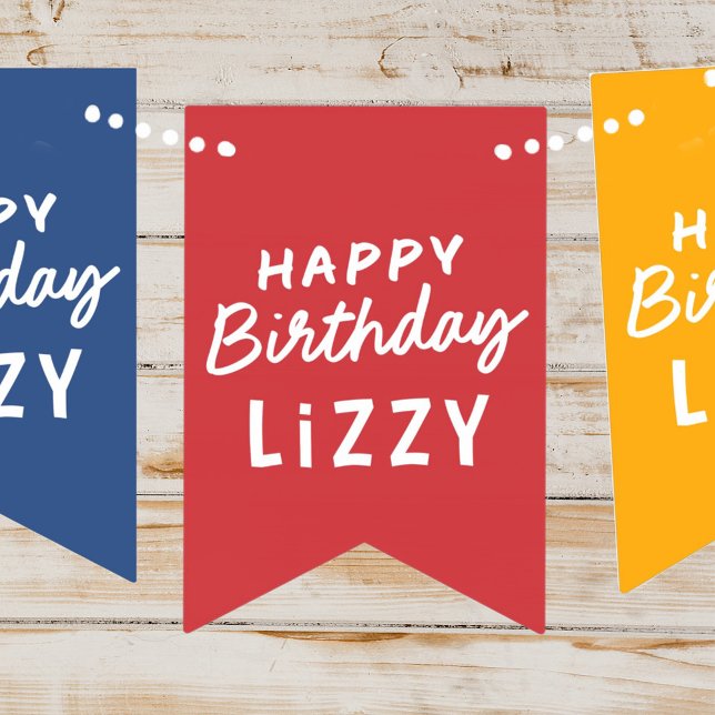 Simple Modern Custom Non-Photo Birthday Greeting Bunting (Creator Uploaded)