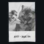 Simple, Modern Custom Pet or People Photo Tea Towel<br><div class="desc">Add your own photo and text to create a unique photo gift. This kitchen towel is ready to be customised with your photo and your own names or message in distressed black typewriter style lettering. The simple, modern black and white style looks great with black and white or colour photos....</div>