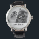 Simple, Modern Custom Pet or People Photo Watch<br><div class="desc">Add your own photo and text to create a unique photo gift. This wrist watch is ready to be customised with your photo and your own names or message in distressed black typewriter style lettering. The simple, modern black and white style looks great with black and white or colour photos....</div>