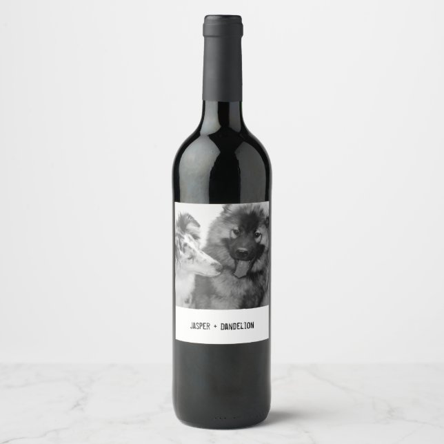 Simple, Modern Custom Pet or People Photo Wine Label (Front)