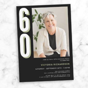 Simple Modern Custom Photo 60th Birthday  Invitation