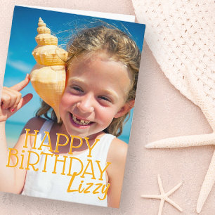 Simple Modern Custom Photo Birthday Greeting Card