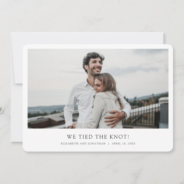 Simple Modern Custom Photo Elopement Wedding Announcement (Front)