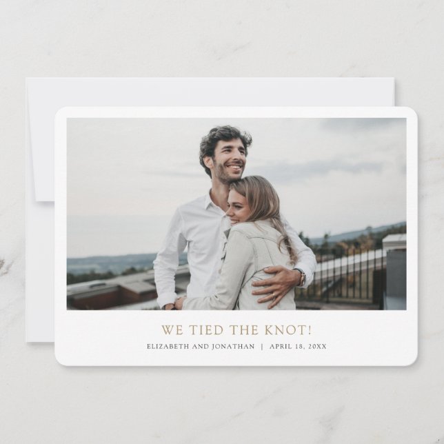 Simple Modern Custom Photo Elopement Wedding  Announcement (Front)