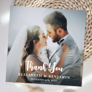 Simple Modern Custom Photo Personalised Wedding Thank You Card